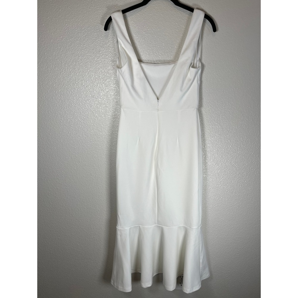 Lulus Moment Maker White Square Neck Trumpet Midi Dress Sleeveless Small White - Picture 7 of 13